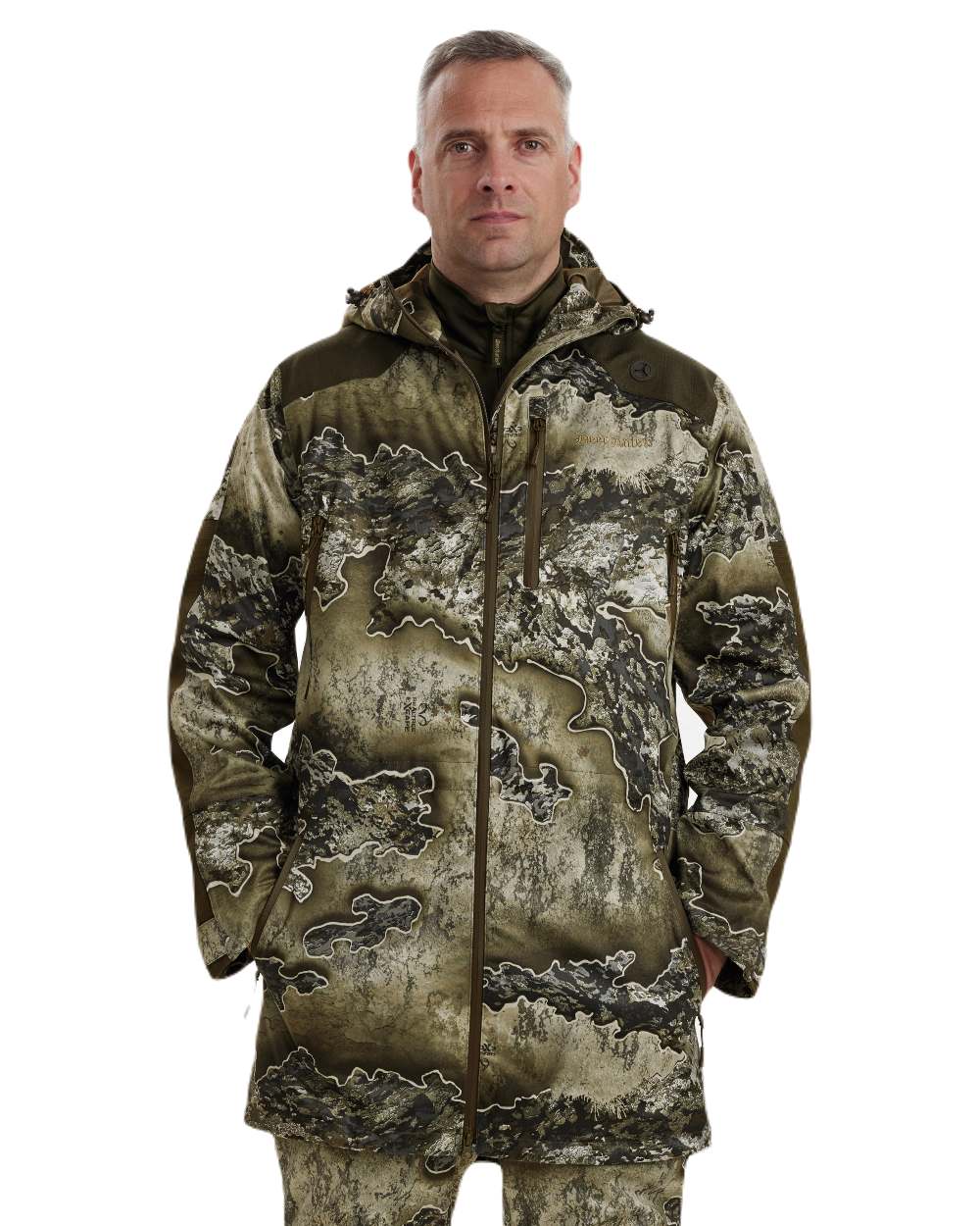 Realtree Excape coloured Deerhunter Excape Waterproof Rain Jacket on white background 