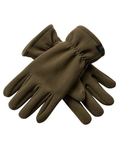 Tarmac Green coloured Deerhunter Fleece Gloves on white background 