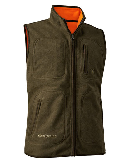 Safety Orange coloured Deerhunter Gamekeeper Reversible Fleece Waistcoat on white background 