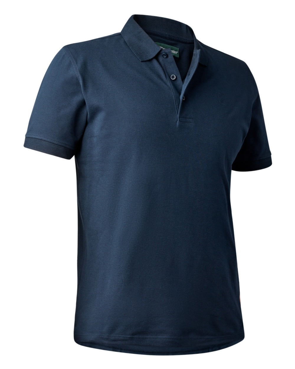 Dark Blue coloured Deerhunter Harris Polo Shirt on white background 