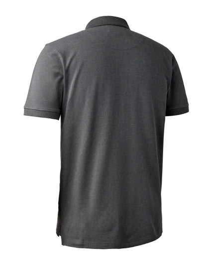 Dark Grey Melange coloured Deerhunter Harris Polo Shirt on white background 