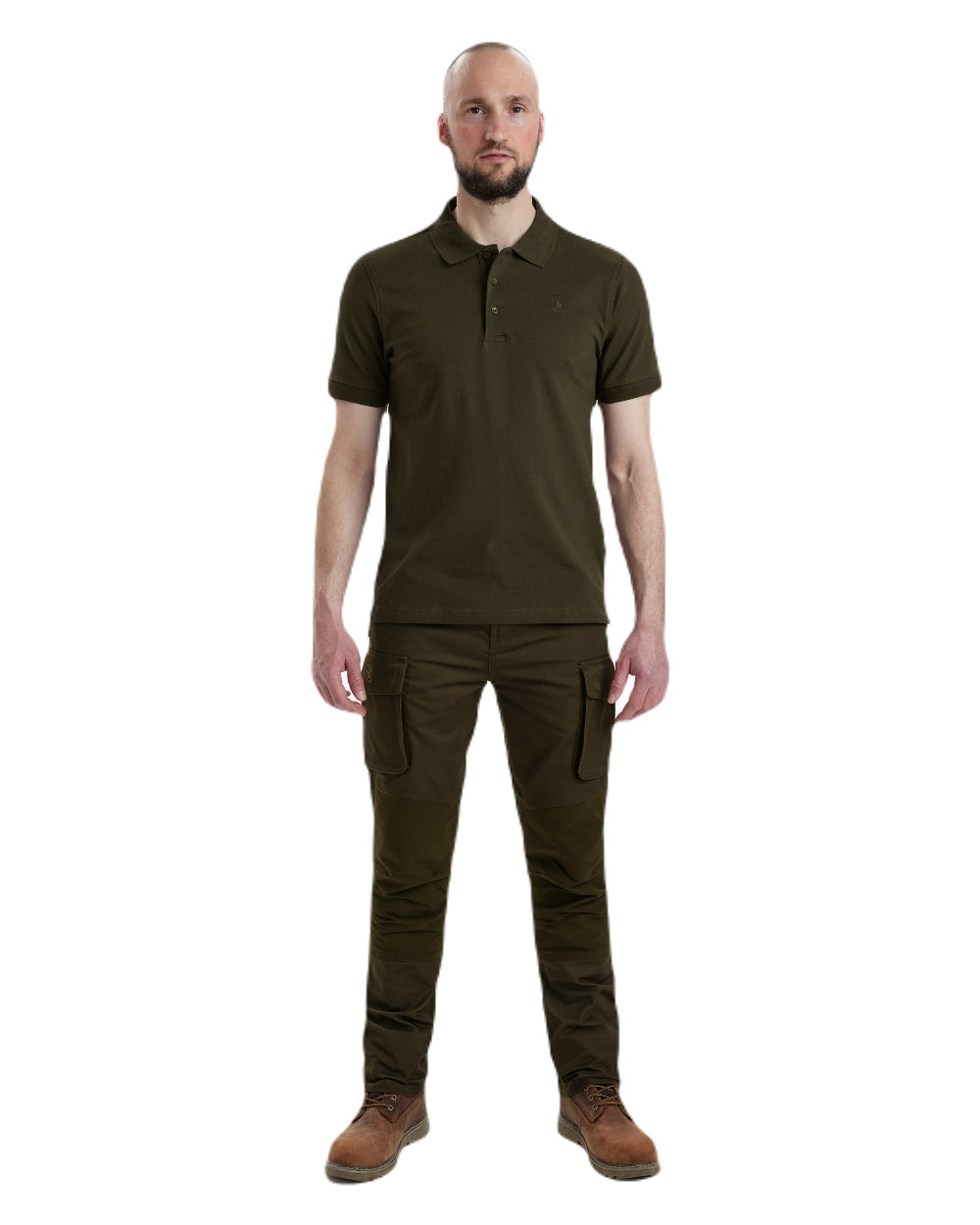 Deep Green Deerhunter Harris Polo Shirt on white background 