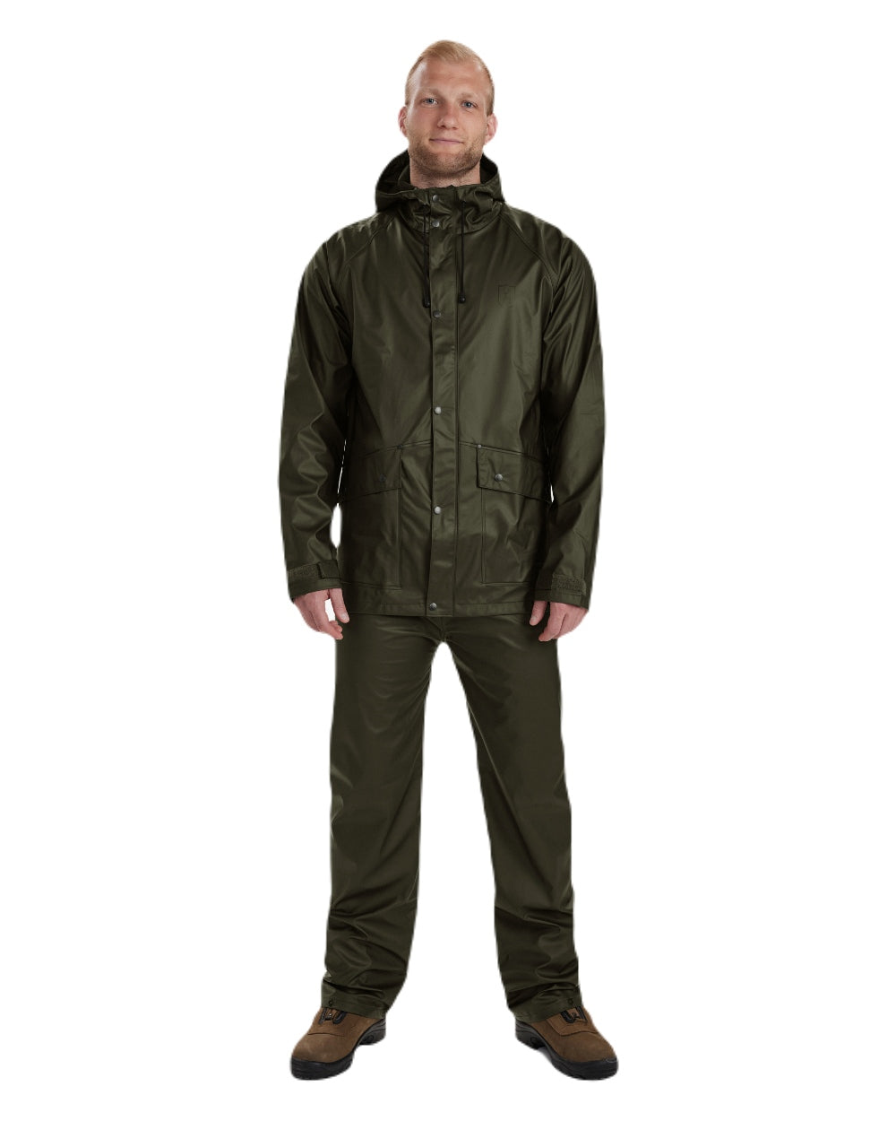 Art Green coloured Deerhunter Hurricane Rain Jacket on white background 