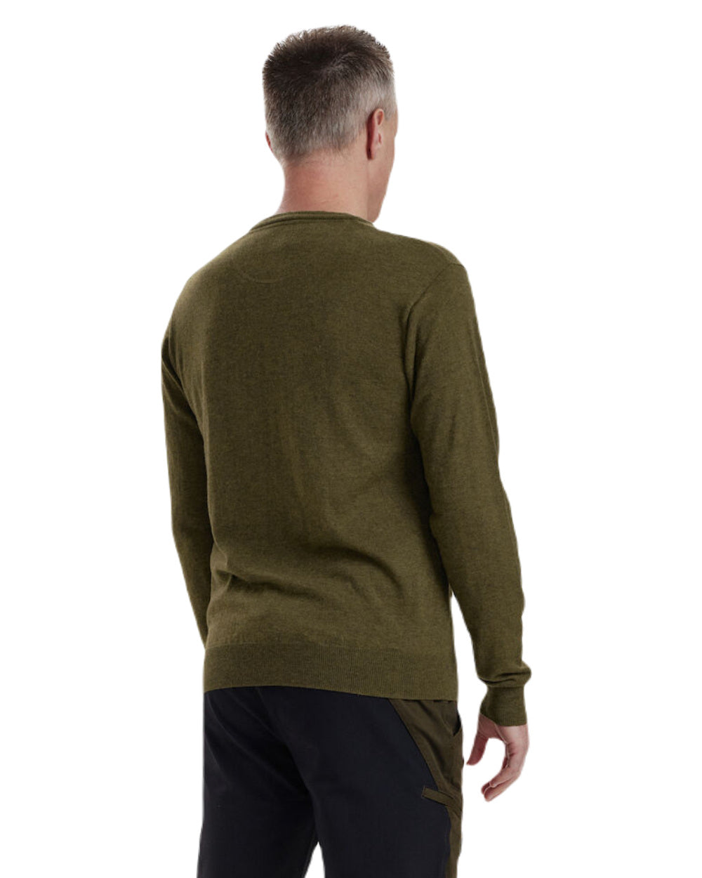 Cypress coloured Deerhunter Kingston Knit O-Neck Jumper on white background 
