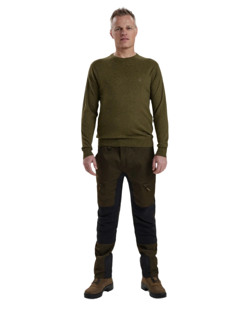 Cypress coloured Deerhunter Kingston Knit O-Neck Jumper on white background 