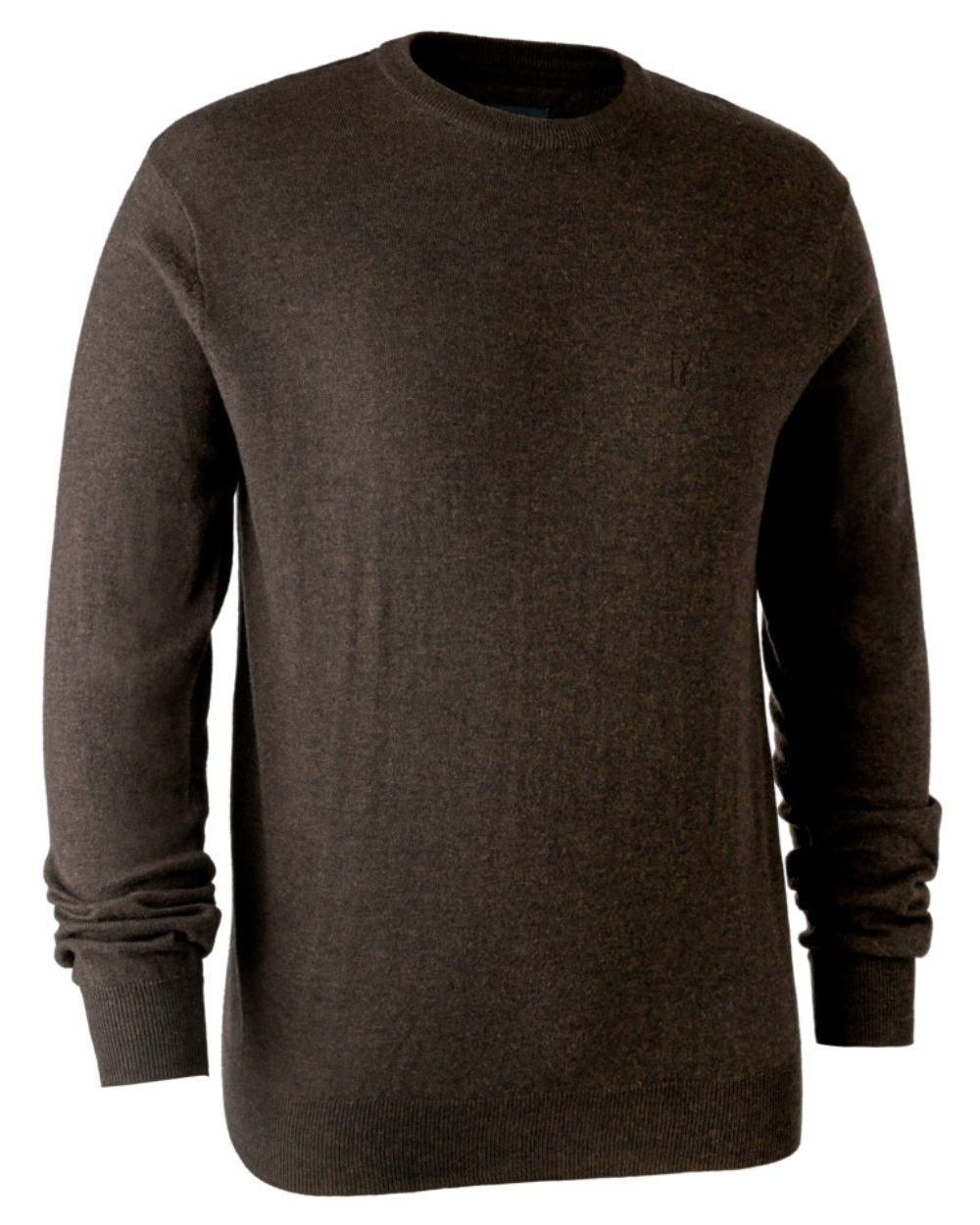 Dark Elm coloured Deerhunter Kingston Knit O-Neck Jumper on white background 