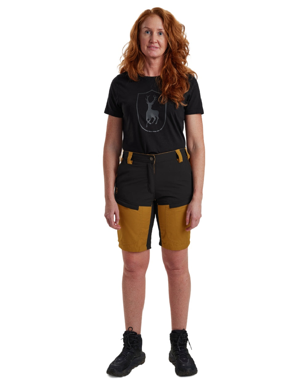 Bronze coloured Deerhunter Lady Ann Shorts on white background 