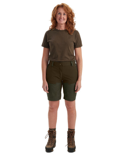 Deep Green coloured Deerhunter Lady Ann Shorts on white background 