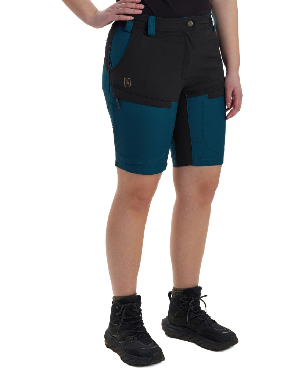 Pacific Blue coloured Deerhunter Lady Ann Shorts on white background 