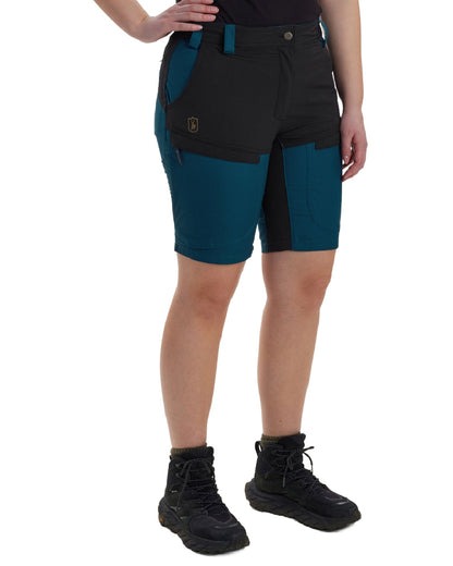 Pacific Blue coloured Deerhunter Lady Ann Shorts on white background 