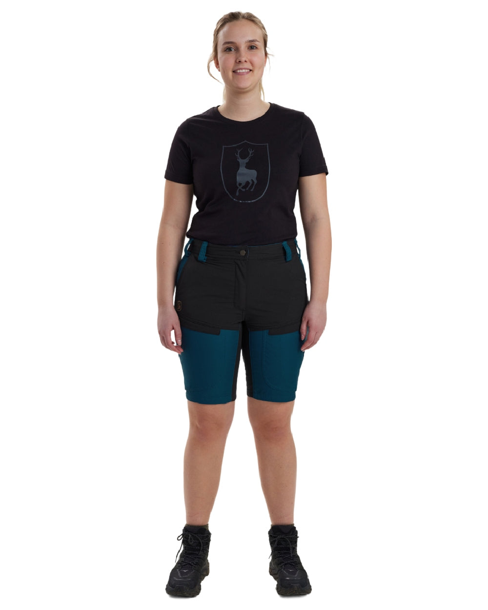 Pacific Blue coloured Deerhunter Lady Ann Shorts on white background 