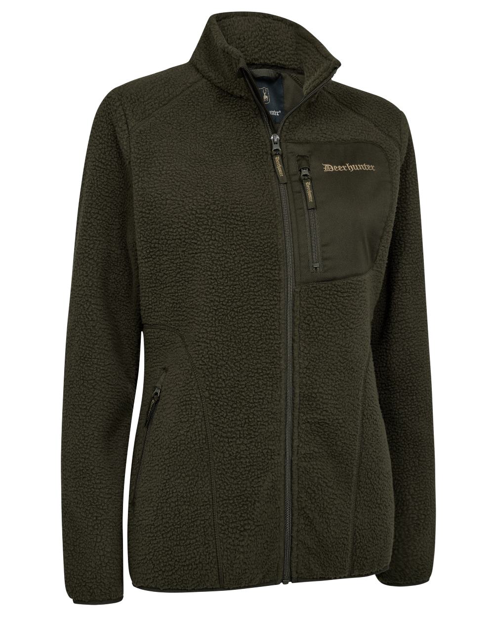 Forest Green coloured Deerhunter Lady Atlas Fleece Jacket on white background 