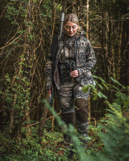 Realtree Excape coloured Deerhunter Lady Excape Softshell Jacket on forest background 