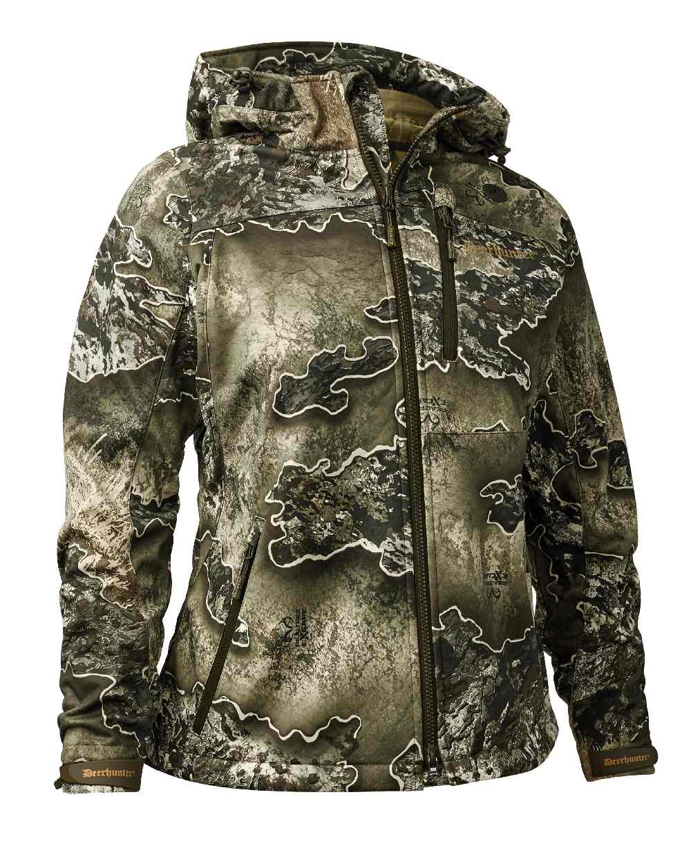 Realtree Excape coloured Deerhunter Lady Excape Softshell Jacket on white background 