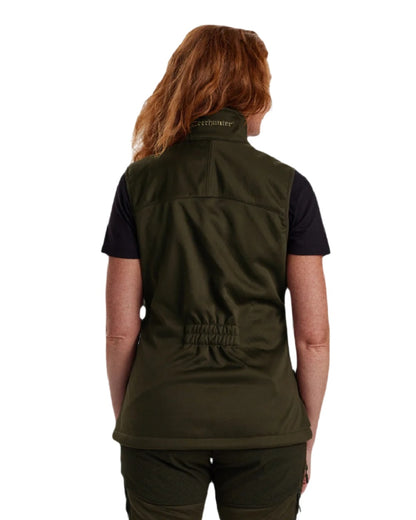 Art Green coloured Deerhunter Lady Excape Softshell Waistcoat on white background 