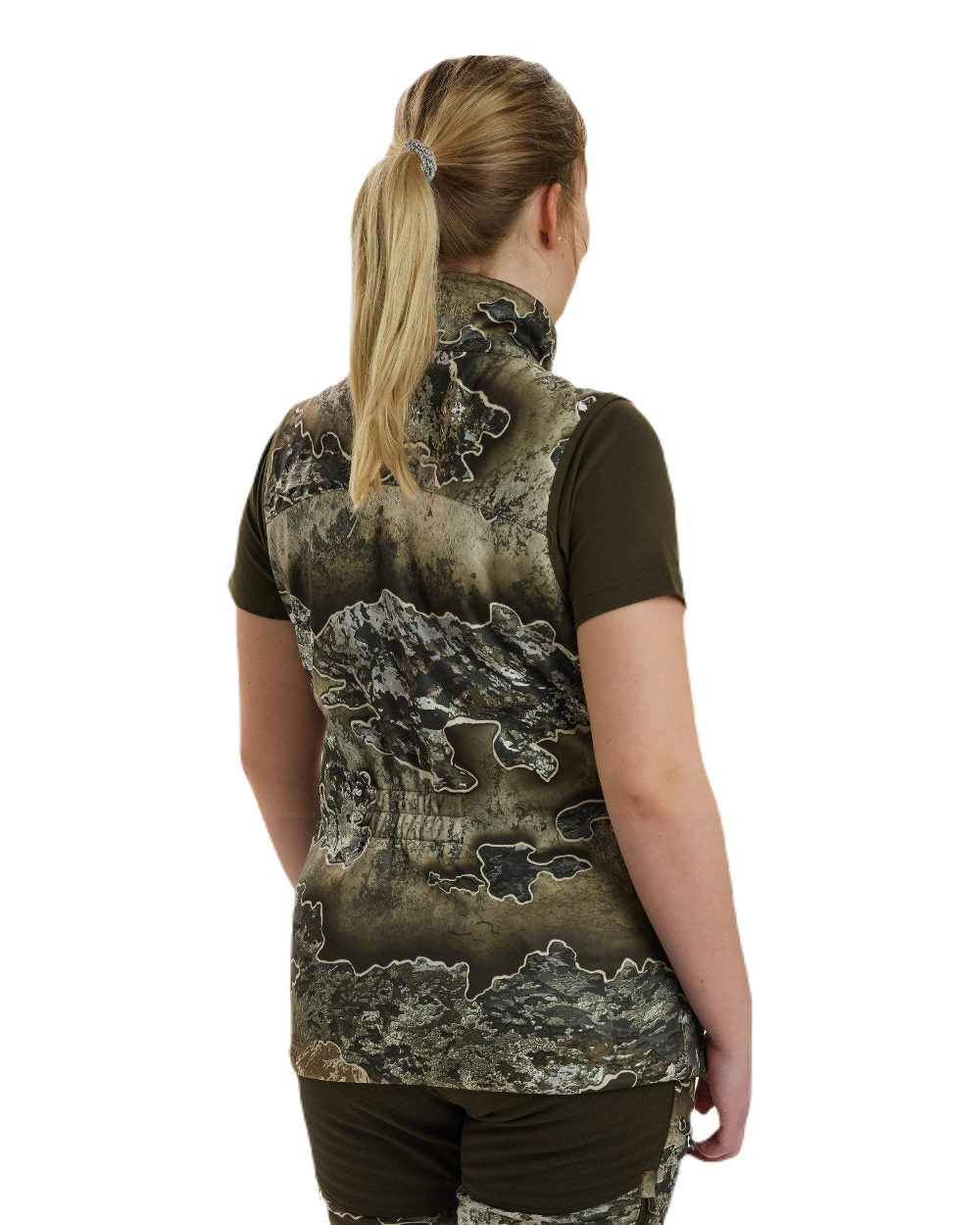 Realtree Excape coloured Deerhunter Lady Excape Softshell Waistcoat on white background 