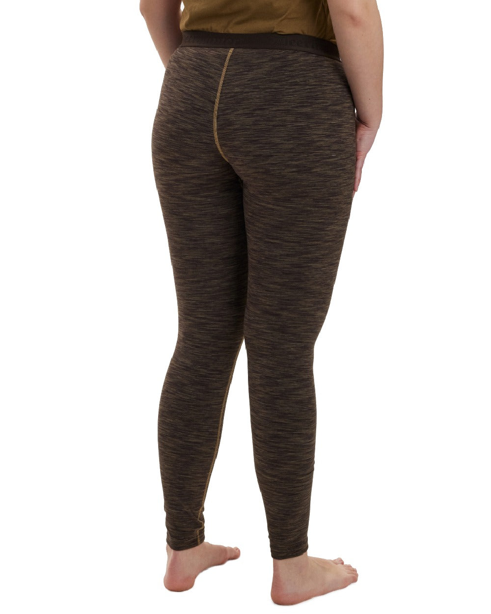 Brown Melange coloured Deerhunter Lady Insulated Leggings on white background 