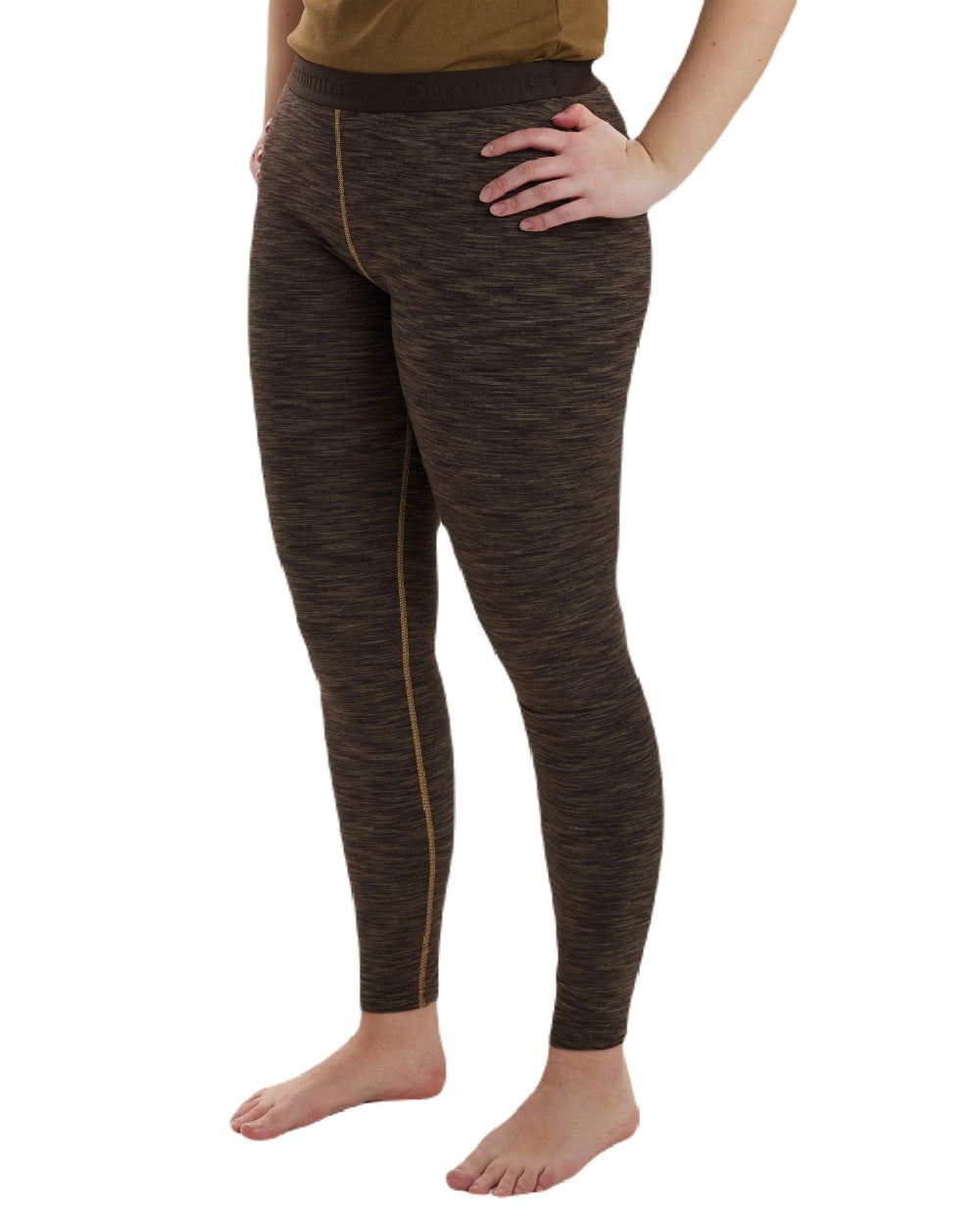 Brown Melange coloured Deerhunter Lady Insulated Leggings on white background 