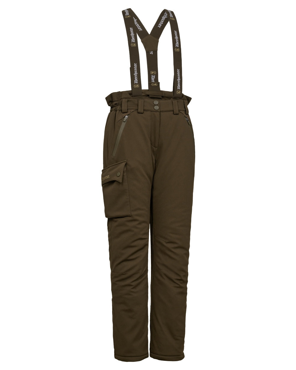 Art Green coloured Deerhunter Lady Muflon Pro Winter Trousers n white background 