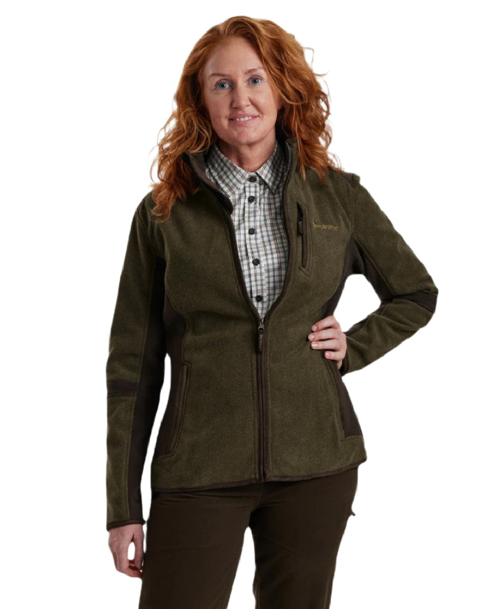 Graphite Green coloured Deerhunter Lady Pam Bonded Fleece Jacket on white background