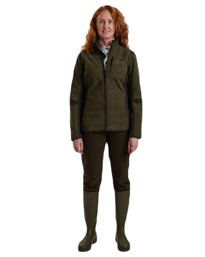 Graphite Green coloured Deerhunter Lady Pam Bonded Fleece Jacket on white background 