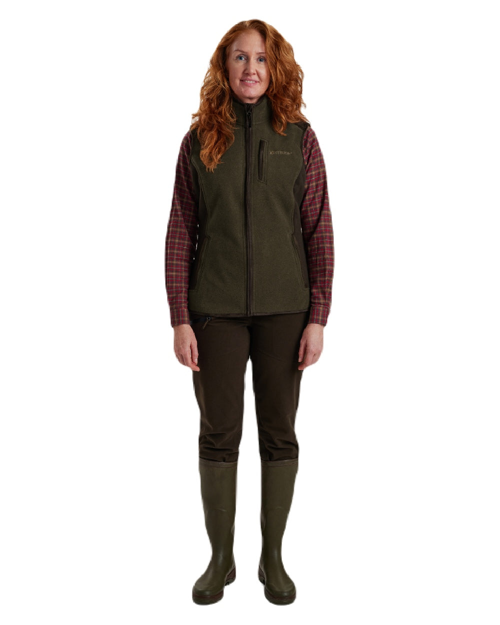 Graphite Green Melange coloured Deerhunter Lady Pam Bonded Fleece Waistcoat on white background 