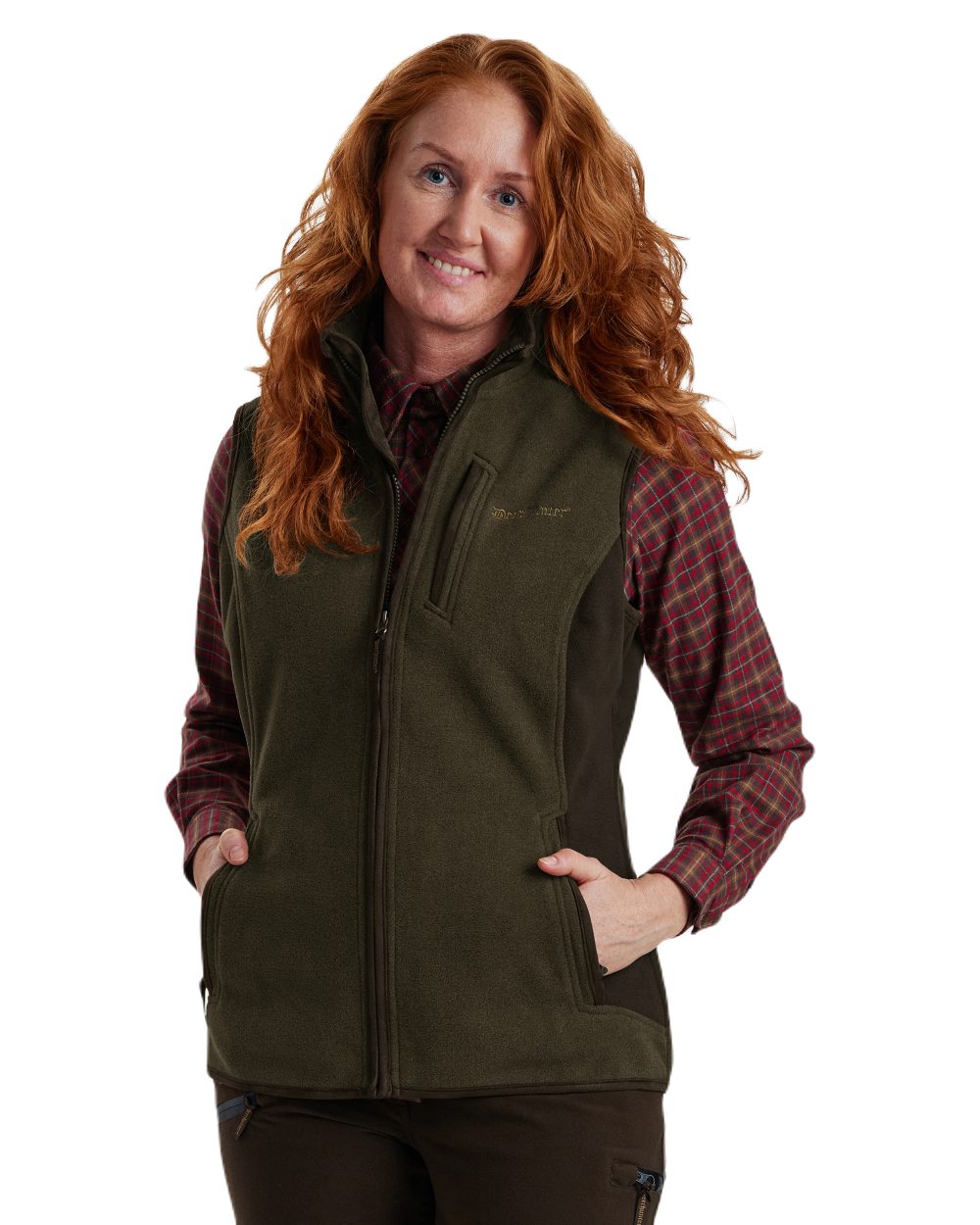 Graphite Green Melange coloured Deerhunter Lady Pam Bonded Fleece Waistcoat on white background 