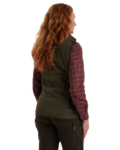 Graphite Green Melange coloured Deerhunter Lady Pam Bonded Fleece Waistcoat on white background 