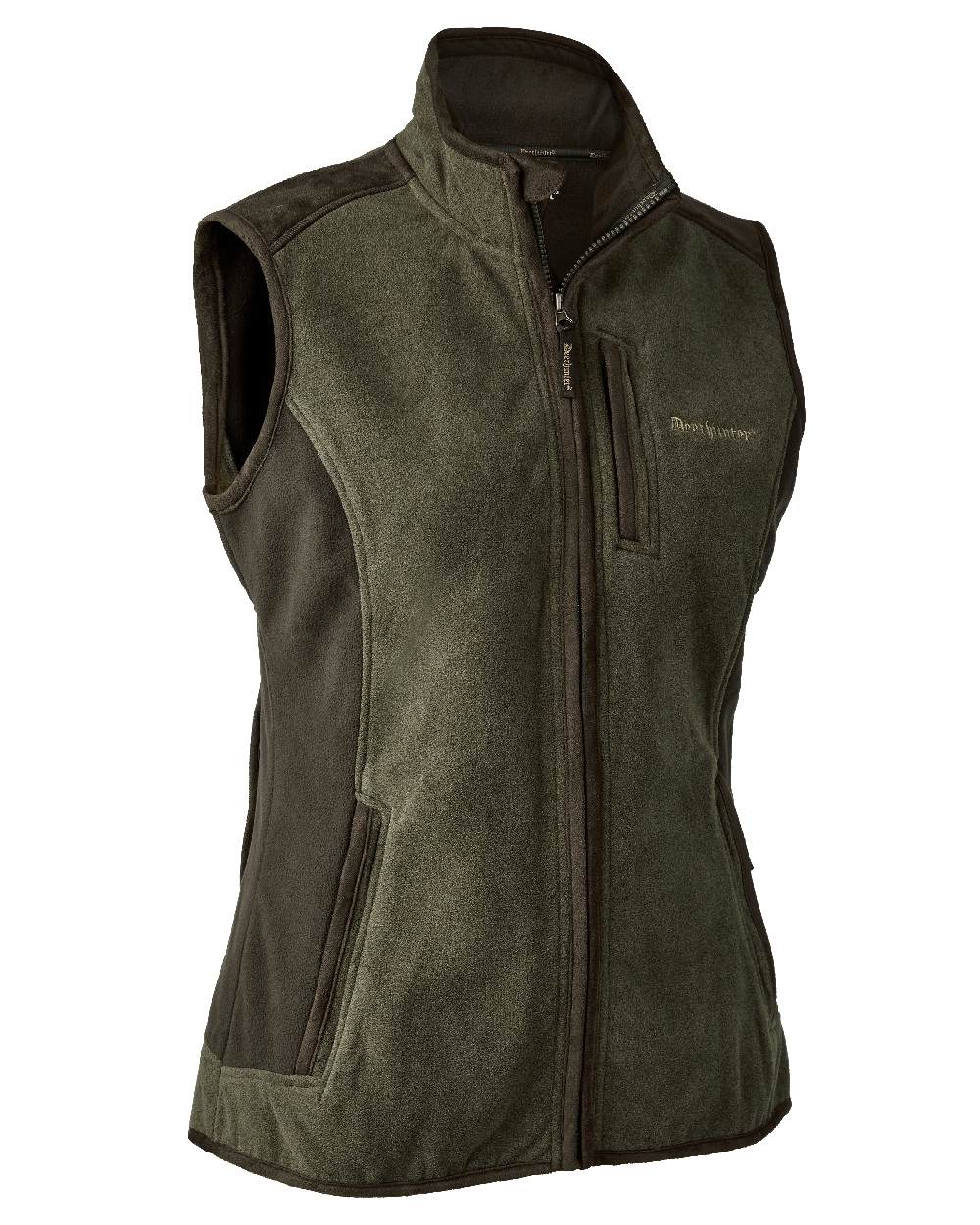 Graphite Green Melange coloured Deerhunter Lady Pam Bonded Fleece Waistcoat on white background 