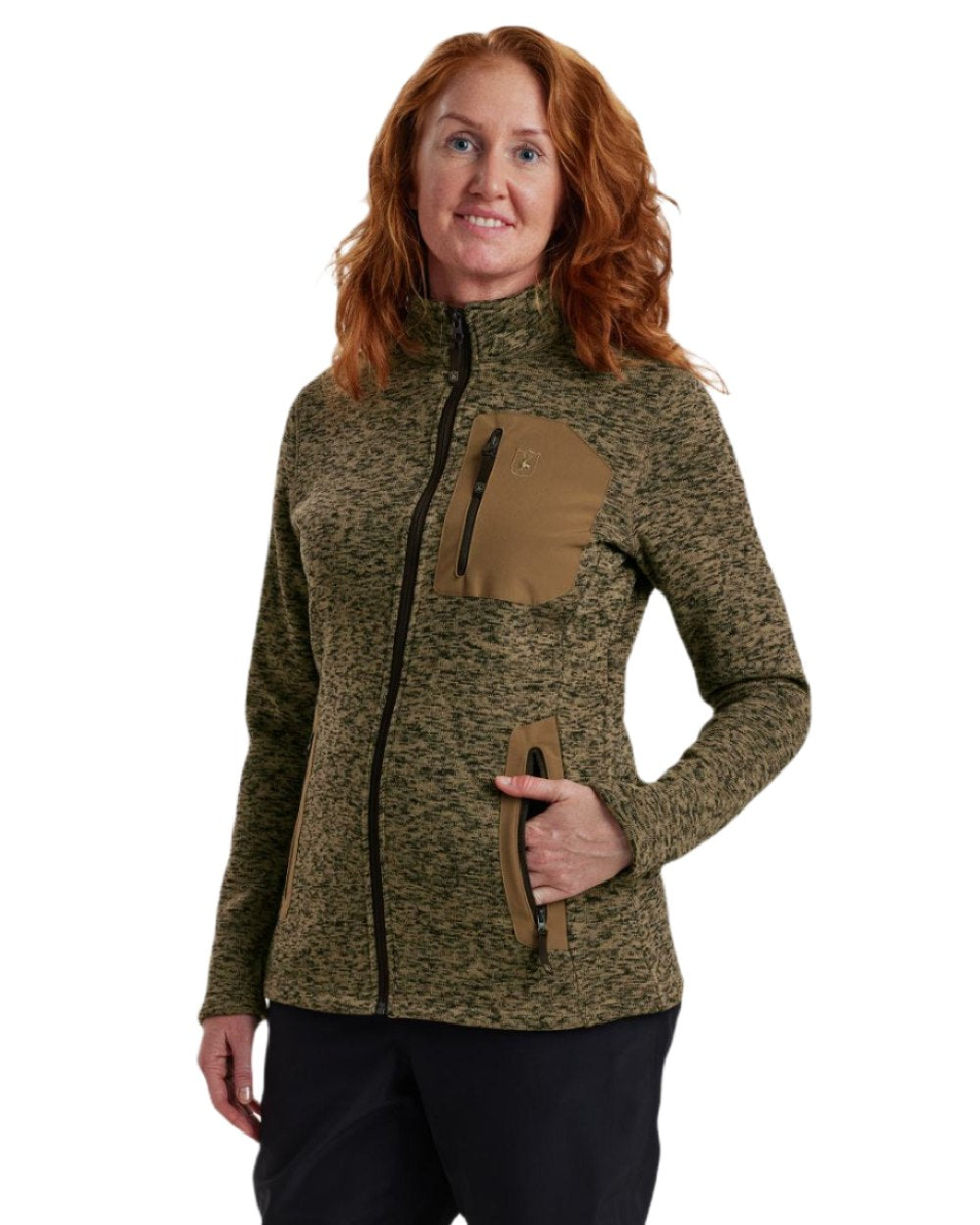 Butternut Melange coloured Deerhunter Lady Sarek Knitted Jacket on white background 