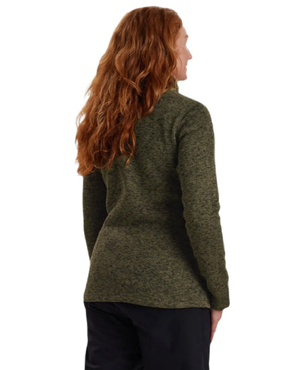 Olive Night Melange coloured Deerhunter Lady Sarek Knitted Jacket on white background 