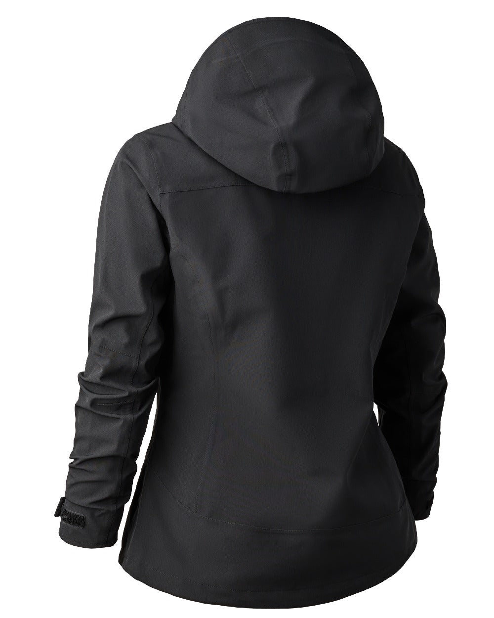 Black coloured Deerhunter Lady Sarek Shell Jacket with Hood on white background 