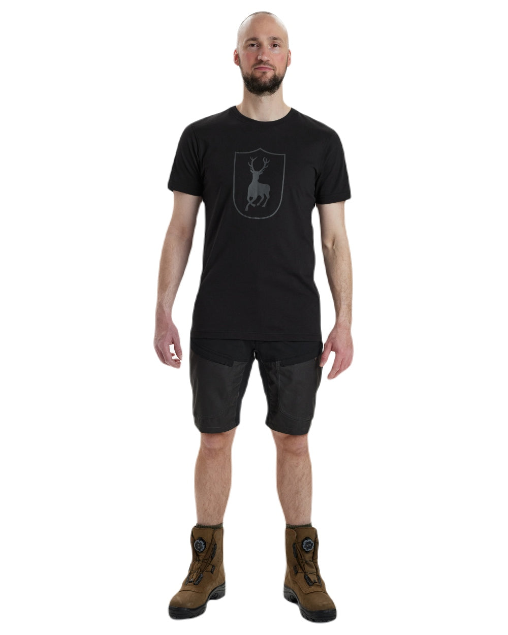 Black coloured Deerhunter Logo T-Shirt on white background 