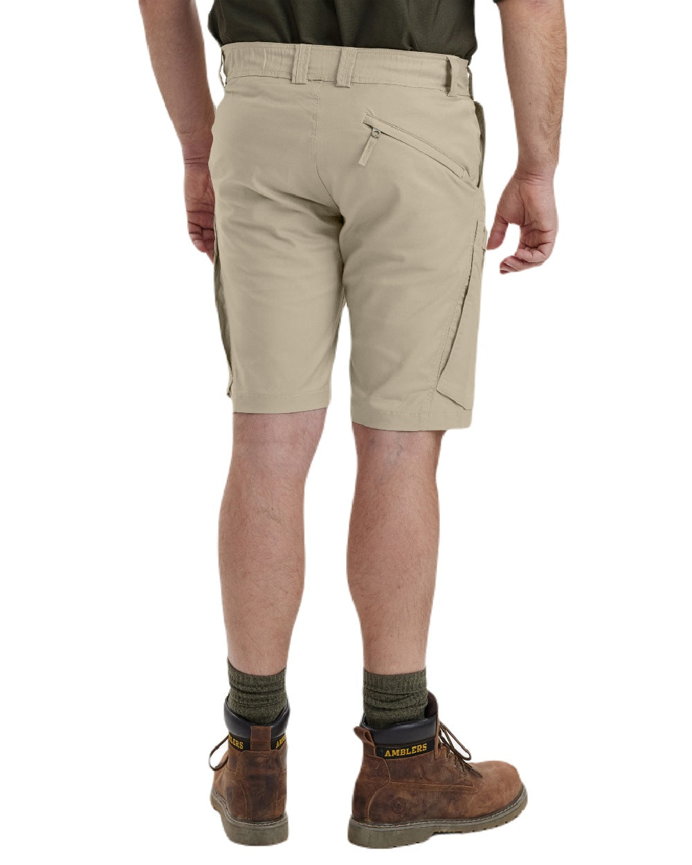 Beige coloured Deerhunter Matobo Shorts on white background 