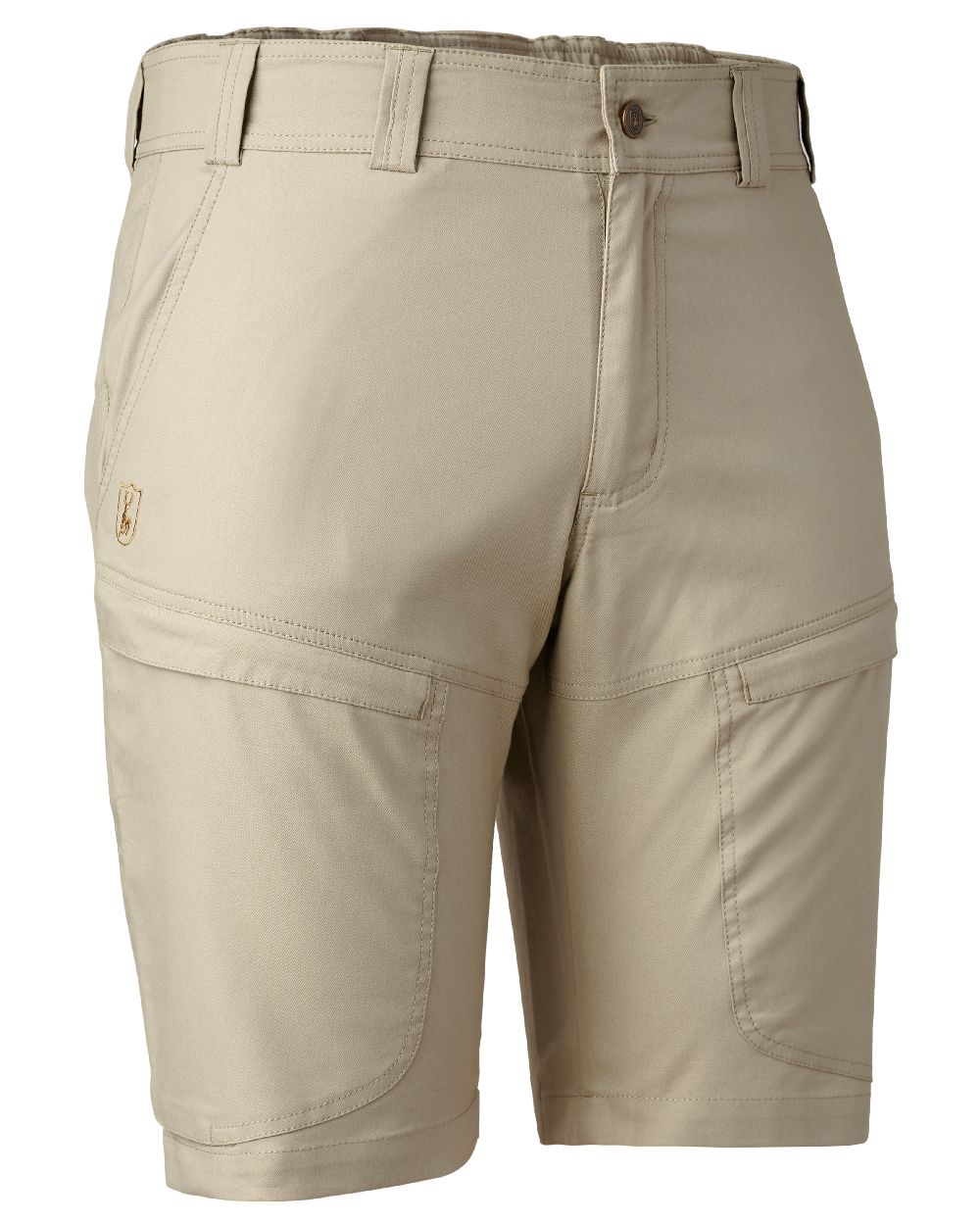 Beige coloured Deerhunter Matobo Shorts on white background 