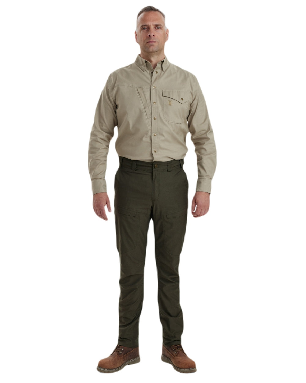 Forest coloured Deerhunter Matobo Trousers on white background 
