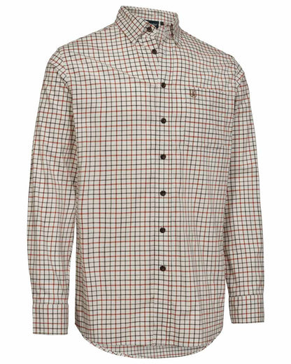 Orange Check coloured Deerhunter Mens Gavin Shirt on white background 