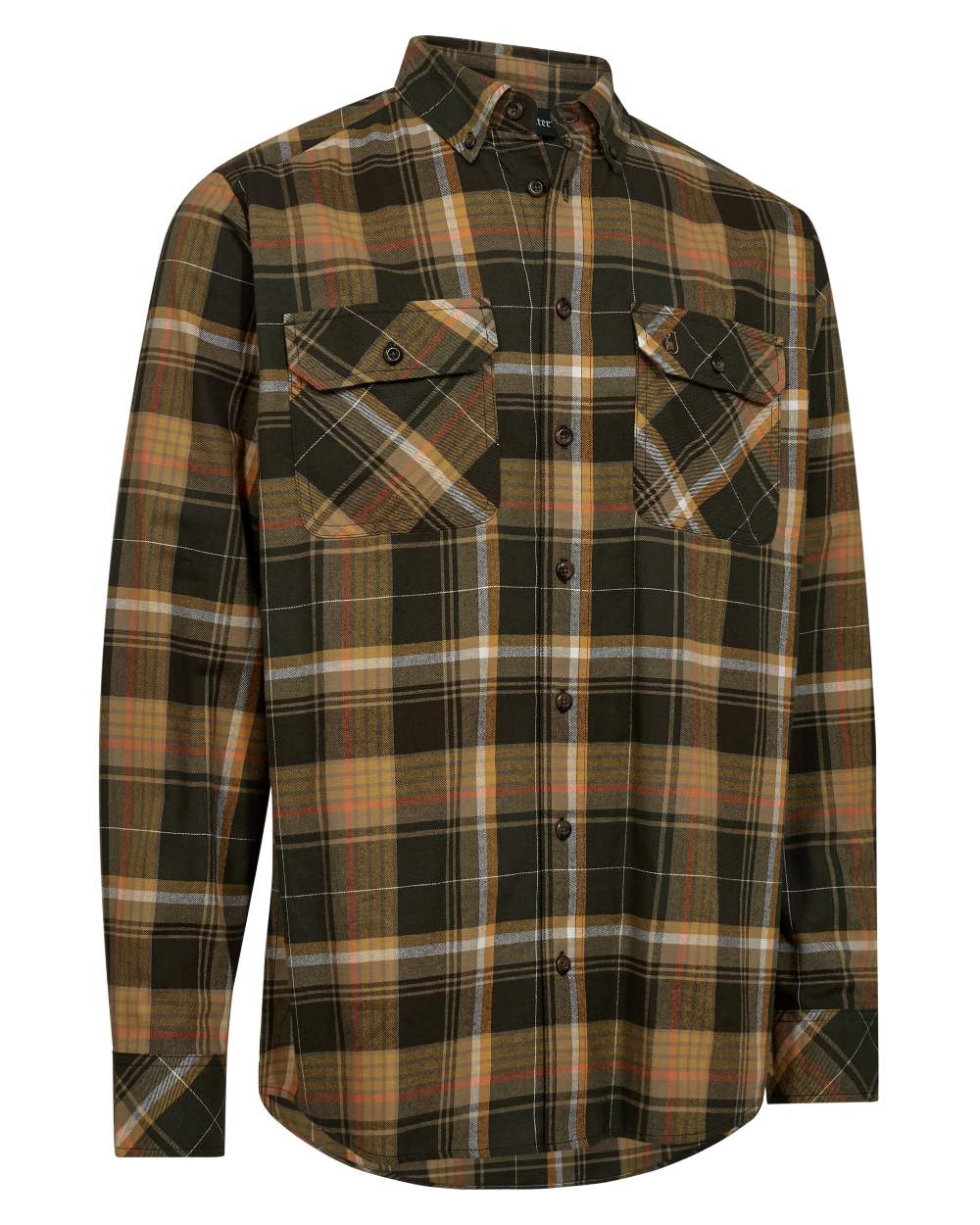 Green Check coloured Deerhunter Mens Hayden Shirt on white background 