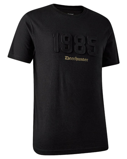 Black coloured Deerhunter Mens Jubilee T-Shirt on white background 