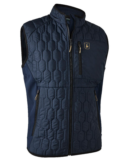 Dress Blue coloured Deerhunter Mossdale Quilted Waistcoat on white background 