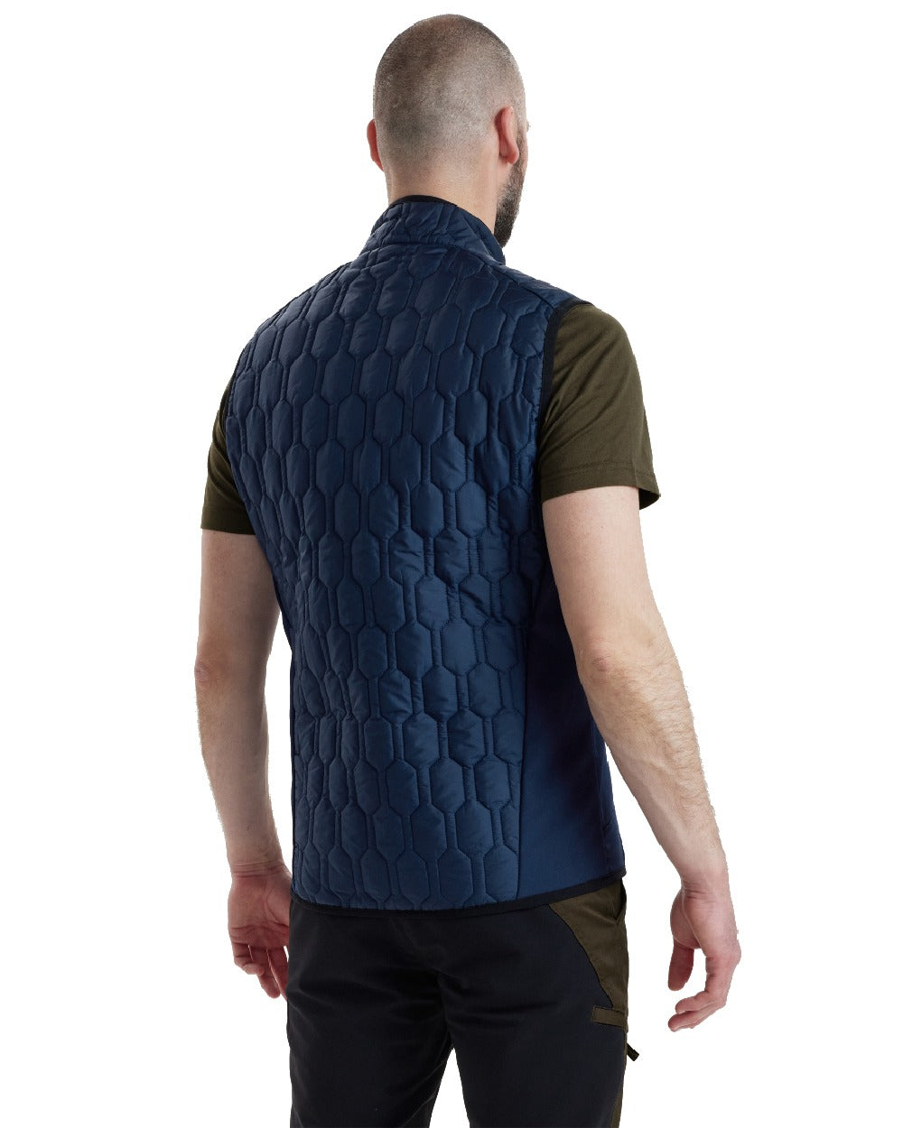 Dress Blue coloured Deerhunter Mossdale Quilted Waistcoat on white background 