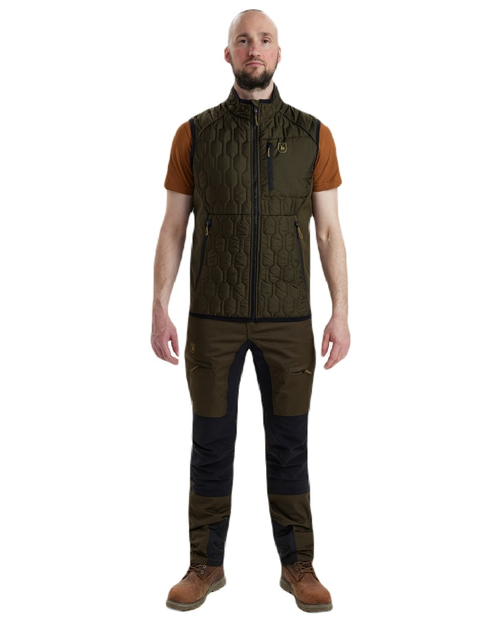 Forest Green coloured Deerhunter Mossdale Quilted Waistcoat on white background 