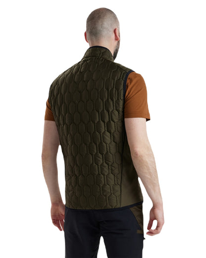 Forest Green coloured Deerhunter Mossdale Quilted Waistcoat on white background 