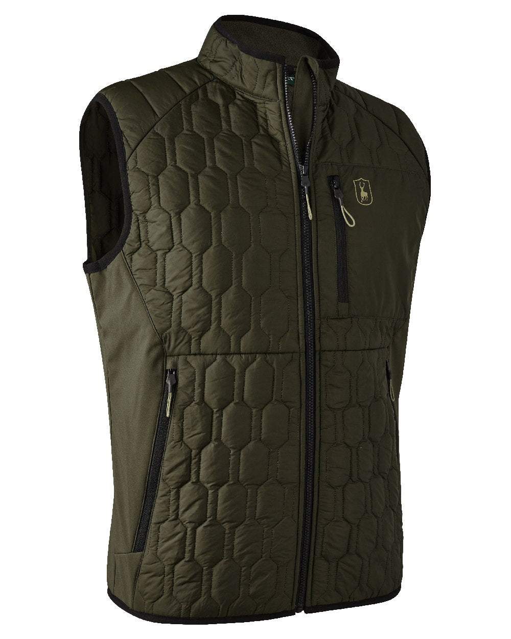 Forest Green coloured Deerhunter Mossdale Quilted Waistcoat on white background 