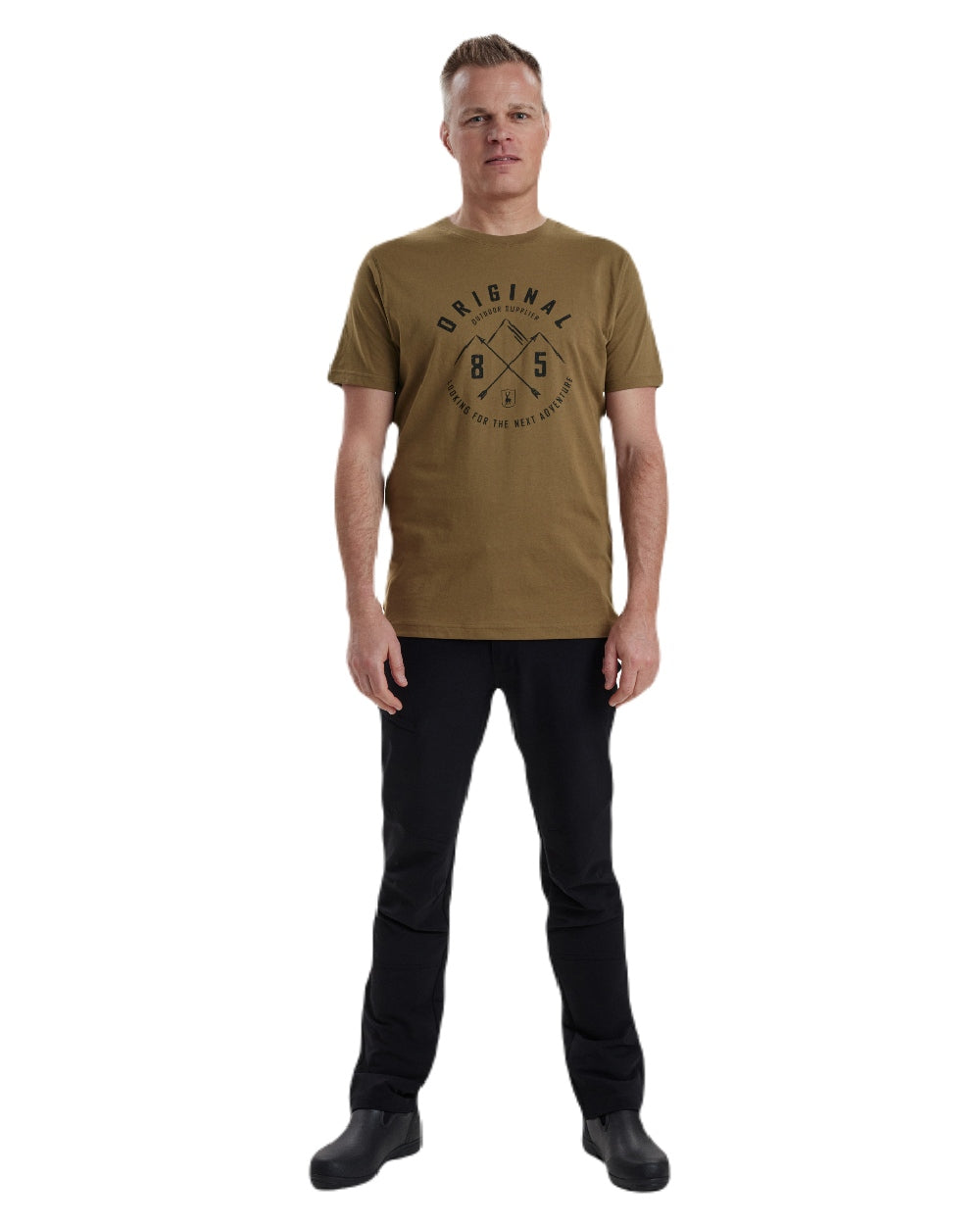 Butternut coloured Deerhunter Nolan T-Shirt on white background 