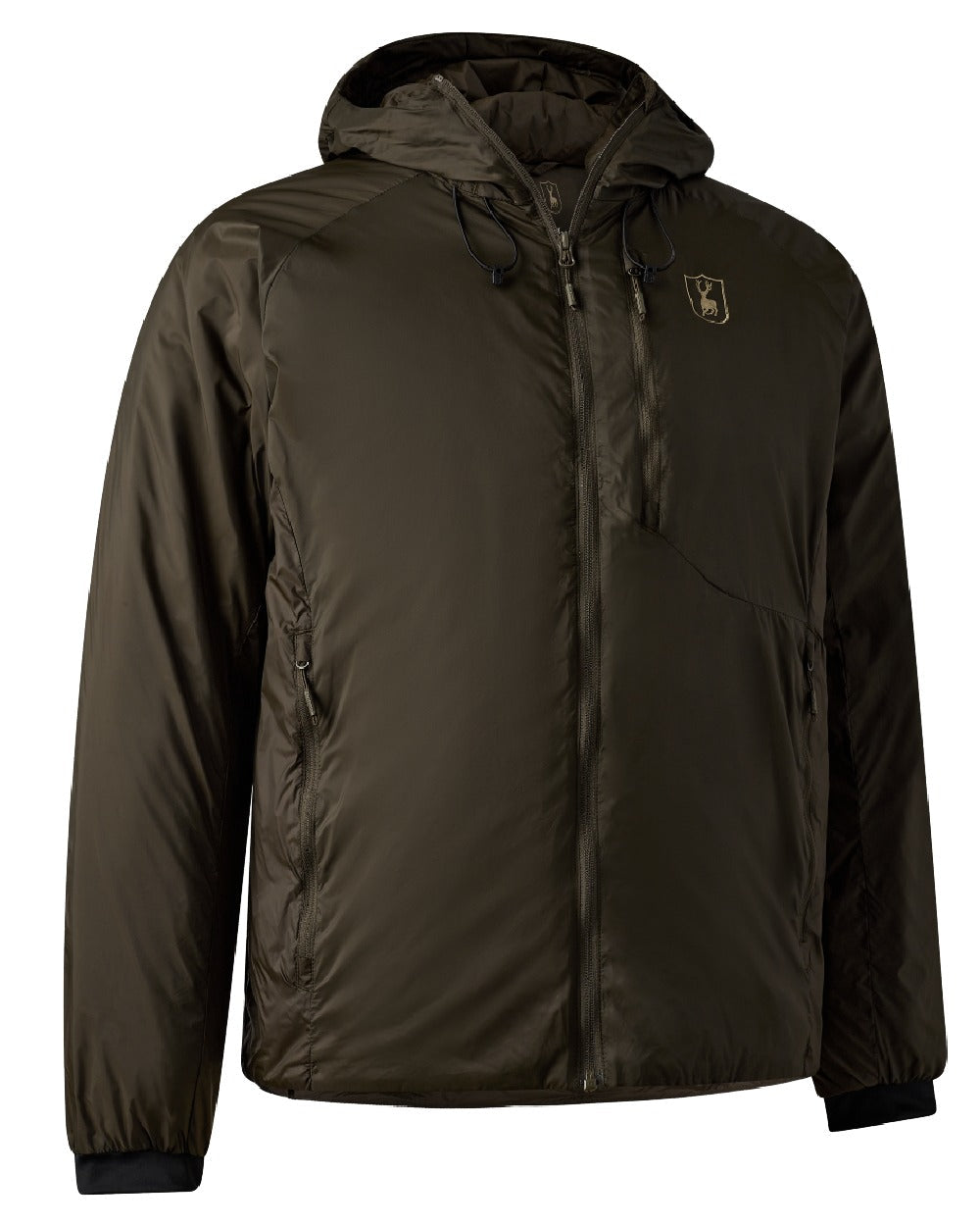 Deep Green Art Green coloured Deerhunter Packable Jacket on white background 