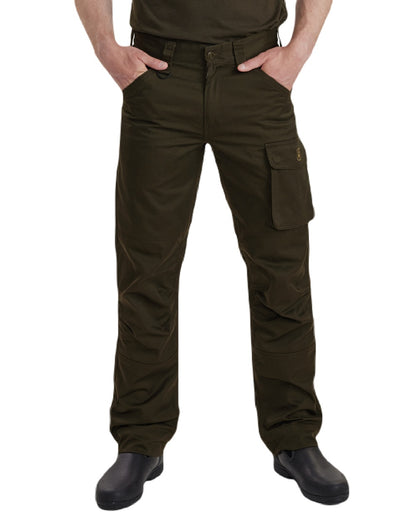 Adventure Green coloured Deerhunter Rogaland Trousers on white background 