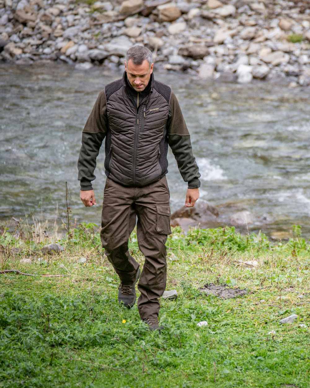 Fallen Leaf coloured Deerhunter Rogaland Trousers on lake background 