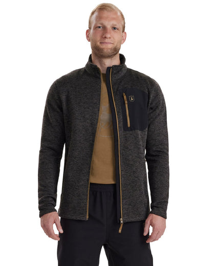 Dark Grey Melange coloured Deerhunter Sarek Knitted Jacket on white background 