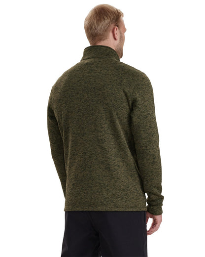 Olive Night Melange coloured Deerhunter Sarek Knitted Jacket on white background 